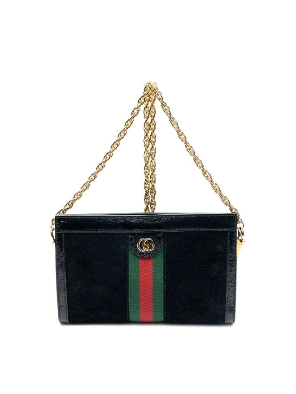 Gucci Small Web GG Ophidia Black Suede Leather Shoulder Bag